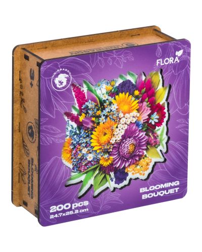 Ξύλινο παζλ  Unidragon  200 κομμάτια - Μπουκέτο λουλούδια - 1